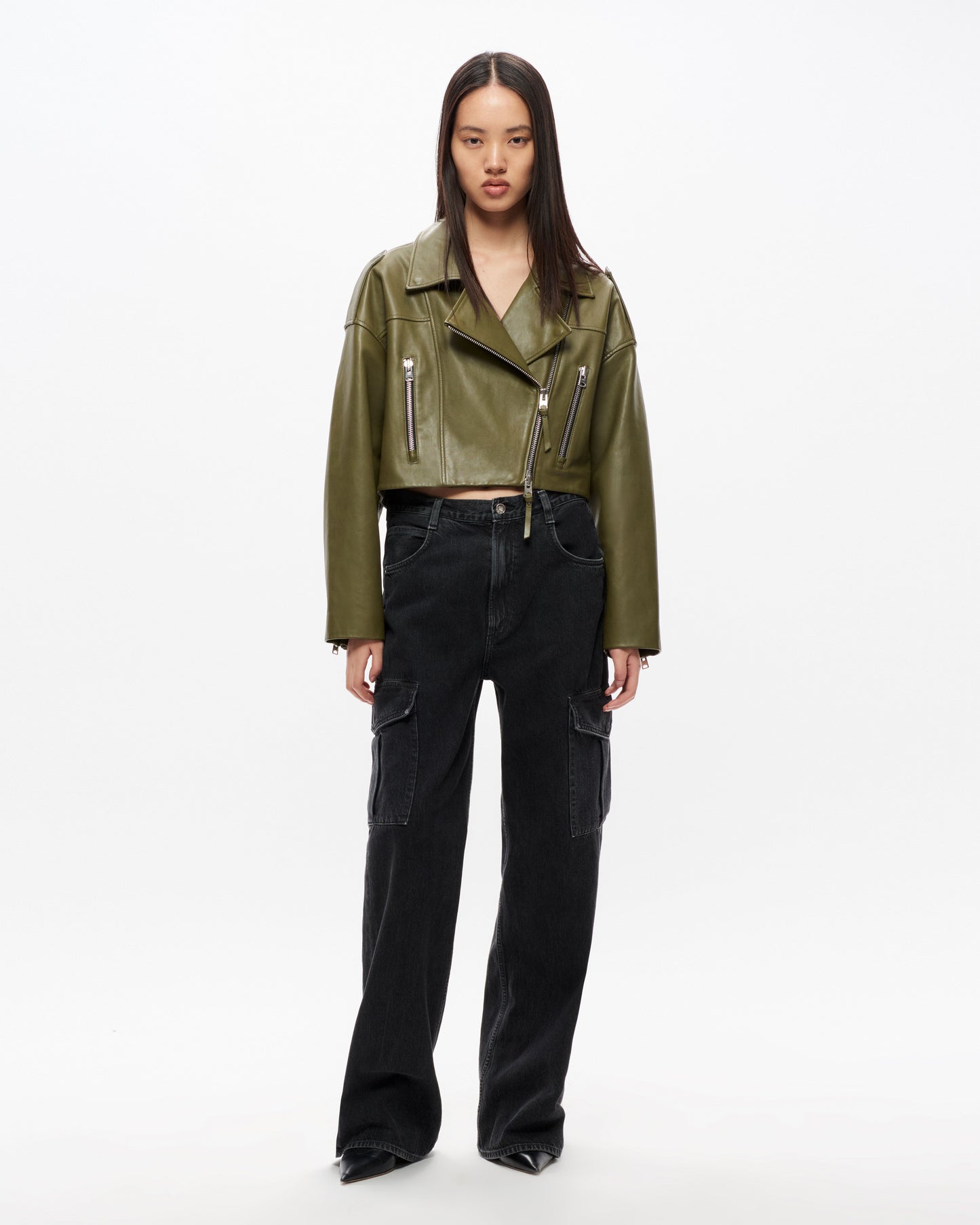 Remi Cropped Leather Biker