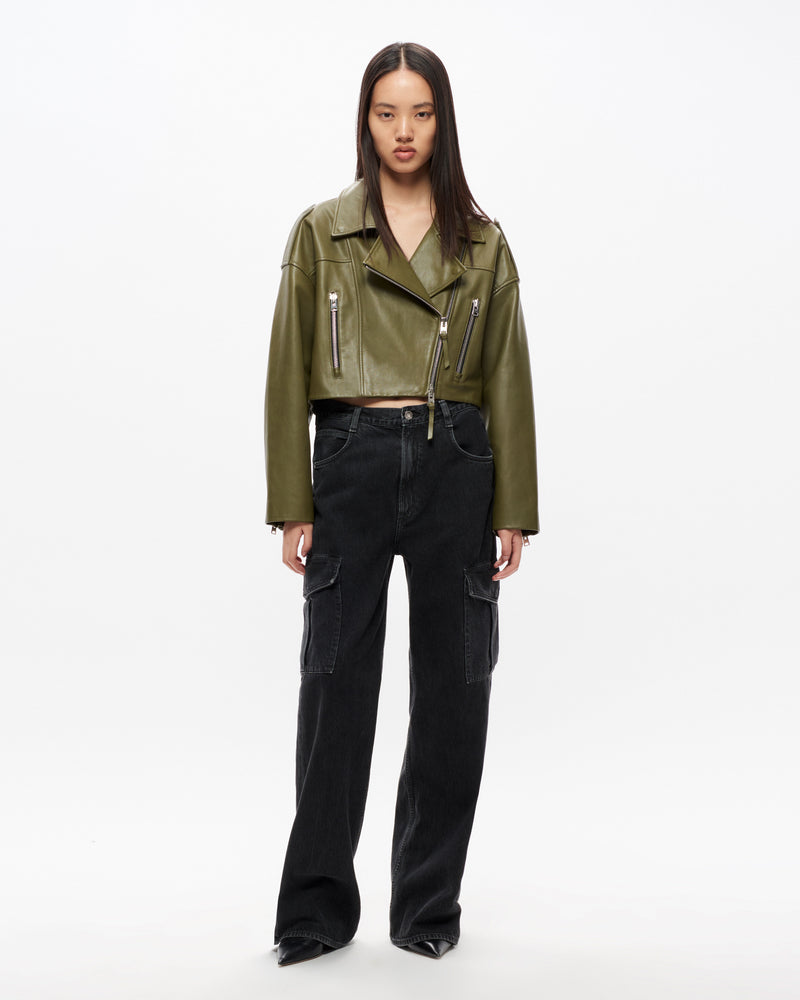 Remi Cropped Leather Biker