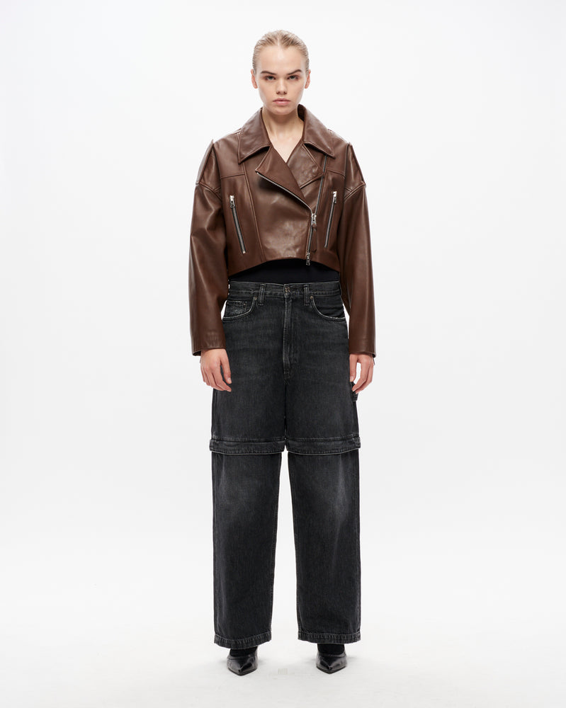 Remi Cropped Leather Biker