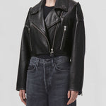 Remi Cropped Leather Biker