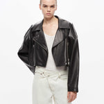 Remi Cropped Leather Biker