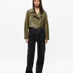Remi Cropped Leather Biker